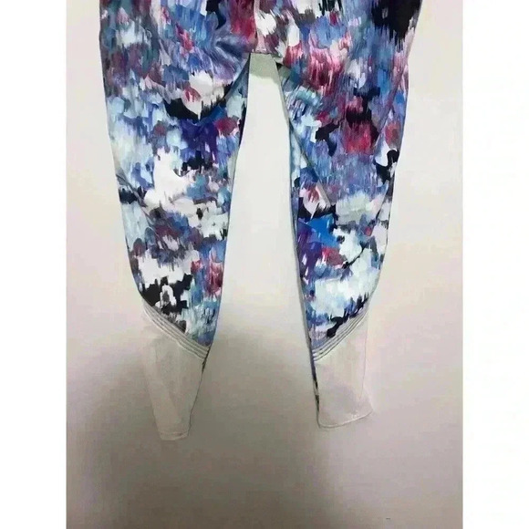 Fabletics Print Leggings Mesh Panel Abstract Print Stretch Blue White Si… - Picture 8 of 12
